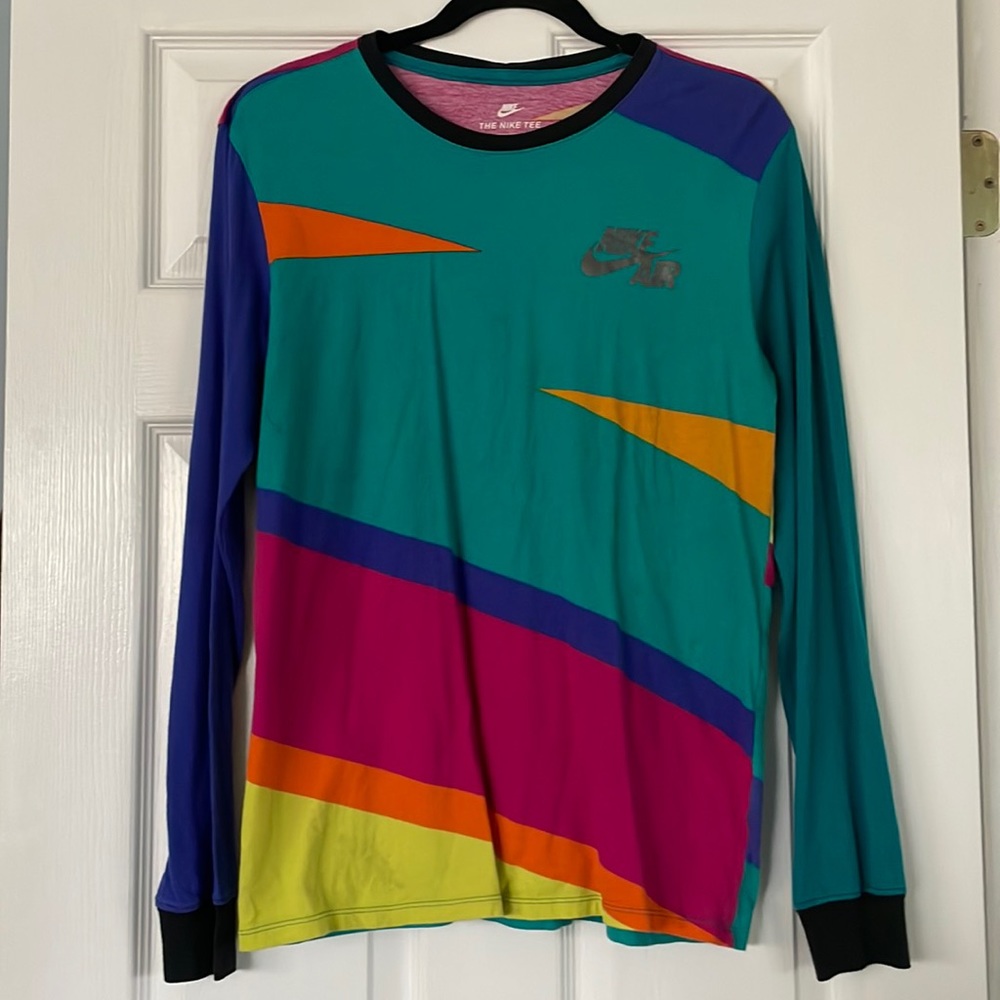 NIKE Air Futura Long Sleeve Color Block T-Shirt Vintage 1990s Size Medium